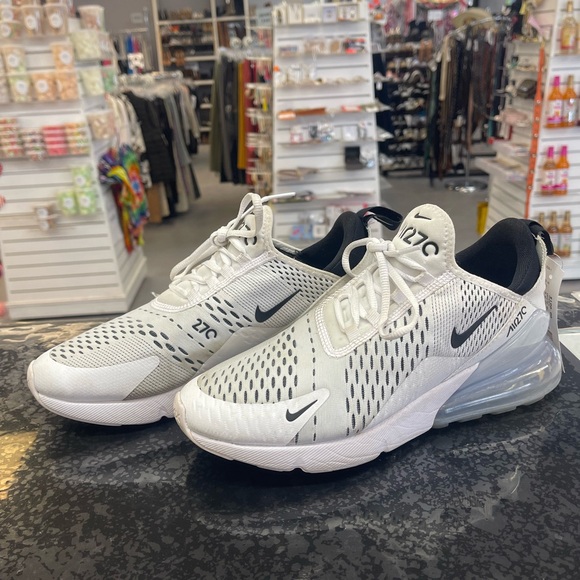 Nike Air Max 270 White and Black Athletic Shoes - Picture 3 of 7